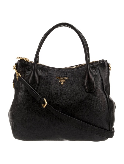 Prada Bauletto Nero Vitello Daino Top Handle Bag