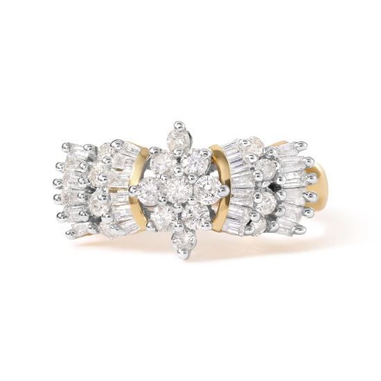 10k Gold 1.00ct Diamond Starburst Ring