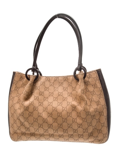 Gucci Gg Bree Canvas Silver-tone Hdw Top Hdl Bag