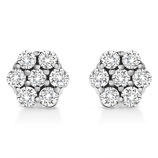Sparkling .25ct Diamond Cluster Stud Earrings