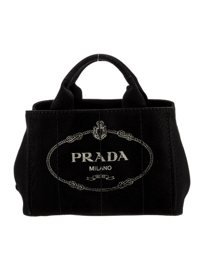 Prada Canvas Nero Canvas Gold-tone Hdw Top Hdl Bag