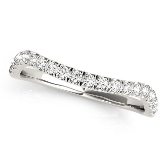 14k Wgold Round .24ct Diamond Curve Design Band