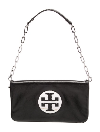 Tory Burch Black Lthr Chain-link Snap Shldr Bag