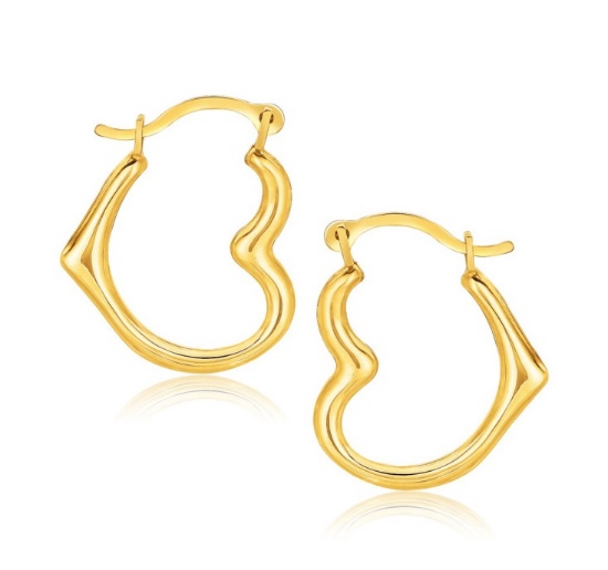 10k Gold Heart Hoop Earrings