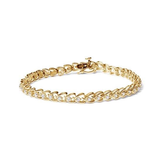 14k Gold-pl 1.03ct Diamond C-shaped Link Bracelet