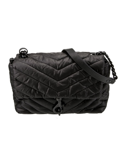 Rebecca Minkoff Black Nylon Chain-link Msgr Bag