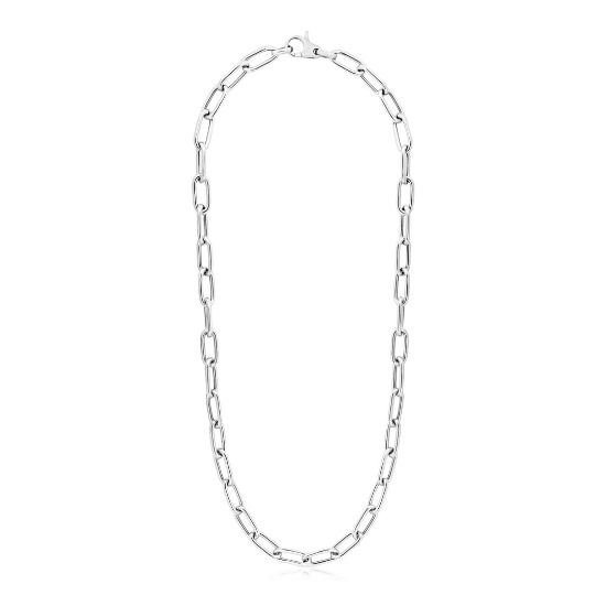 Sterling Silver Wide Paperclip Necklace