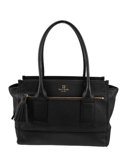 Kate Spade Black Lthr Gold-tone Hdw Top Hdl Bag