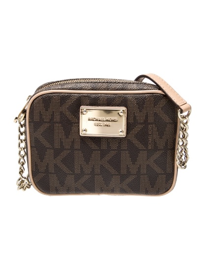 Michael Kors Brown & Neut Printed Crossbody Bag