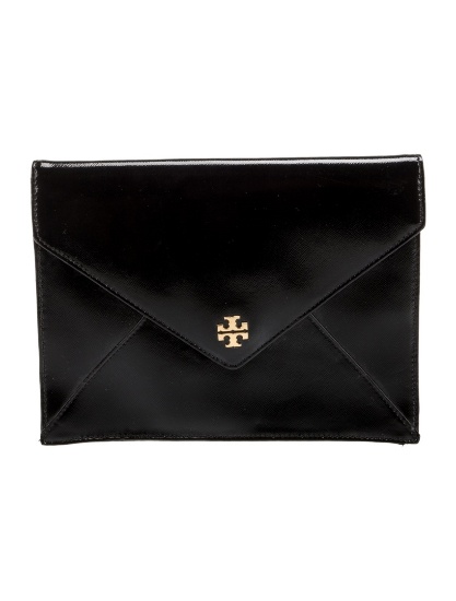 Tory Burch Black Patent Leather Flap Cls Portfolio