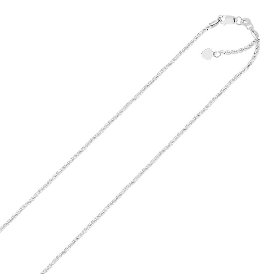 14k White Gold Adjustable Sparkle Chain 1.2mm