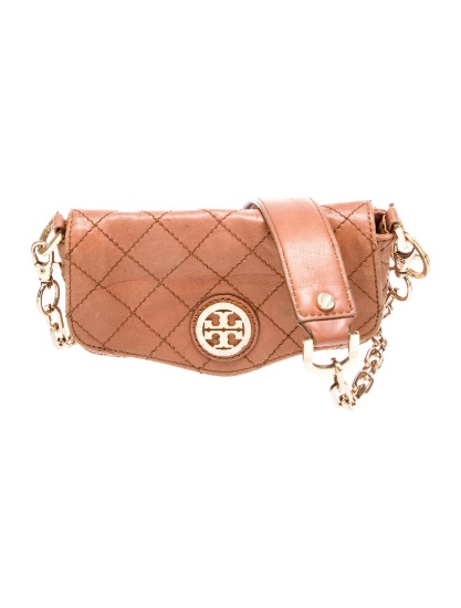 Tory Burch Brown Leather Snap Crossbody Bag