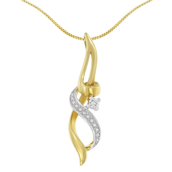 10k Gold Round .05ct Diamond Swirl Necklace