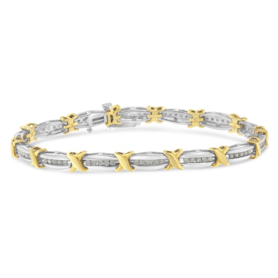 10k Gold-pl. Round 1.00ct Diamond Tennis Bracelet