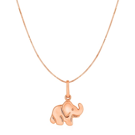 10k Rose Gold Elephant Necklace