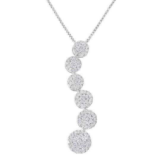 14k Gold 1.00ct Diamond Cluster Journey Necklace