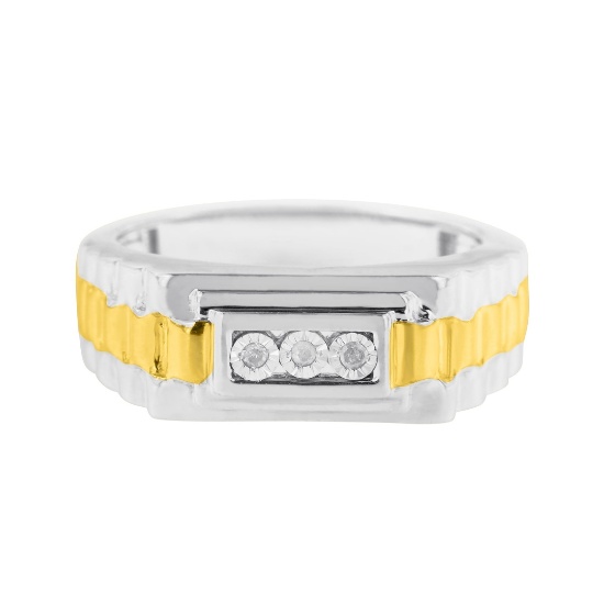 10k Gold-pl. Round .05ct Diamond 3-stone Ring