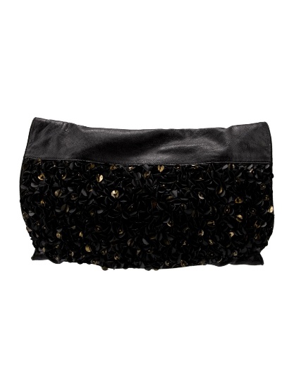 Allsaints Leather Twill Lining Flap Closure Clutch