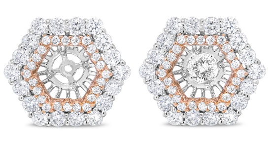 14k Two-tone Gold 1.90ct Diamond Halo Earrings
