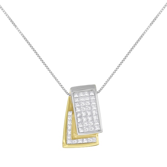 14k Two-tone Gold 1.00ct Diamond Foldover Necklace