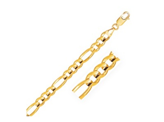 14k Gold Solid Figaro Chain Necklace 24"