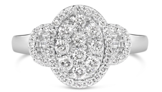 10k Wgold 1.00ct Diamond Oval Cluster Ring