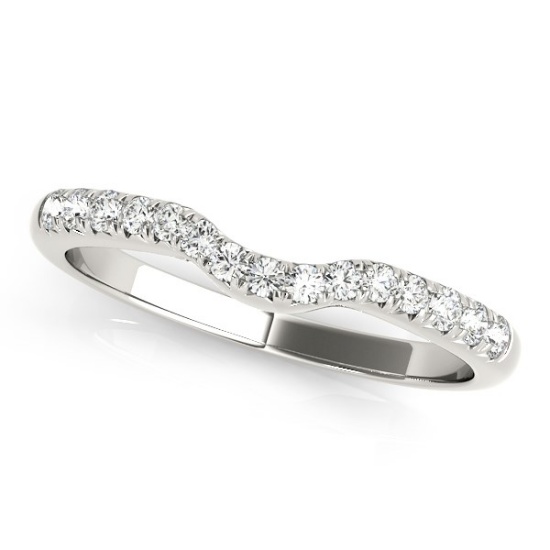 14k Wgold Round.18ct Diamond Pave Set Curved Band