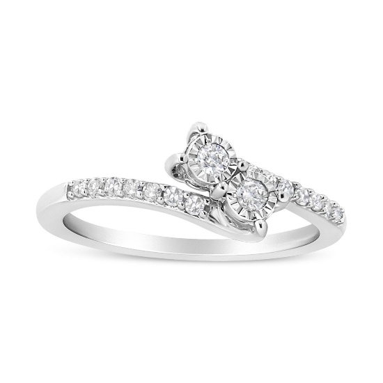 10k Gold Round .23ct Diamond 2-stone Bypass Ring