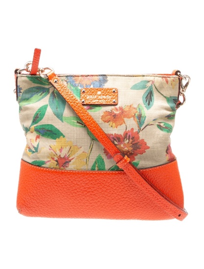Kate Spade Neutrals Canvas Zip Cls Crossbody Bag