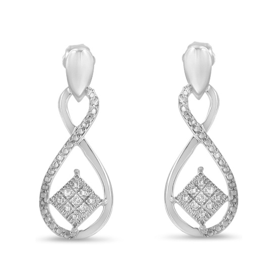 Round .04ct Diamond Square & Infinity Earrings