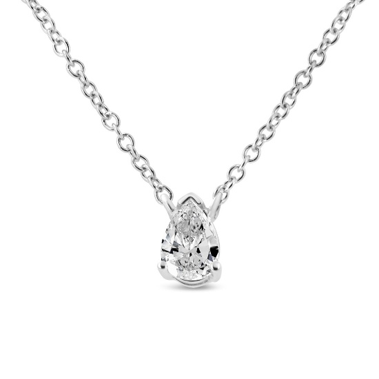 14k Gold Pear Cut .33ct Diamond Solitaire Necklace