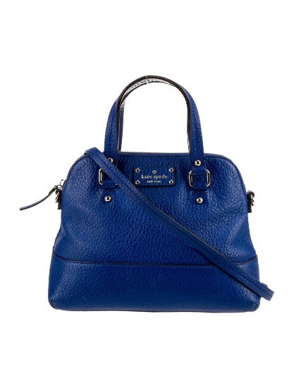 Kate Spade Blue Leather Gold-tone Hdw Top Hdl Bag