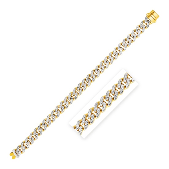 14k Gold 1.01ct Diamond Encrusted Curb Bracelet