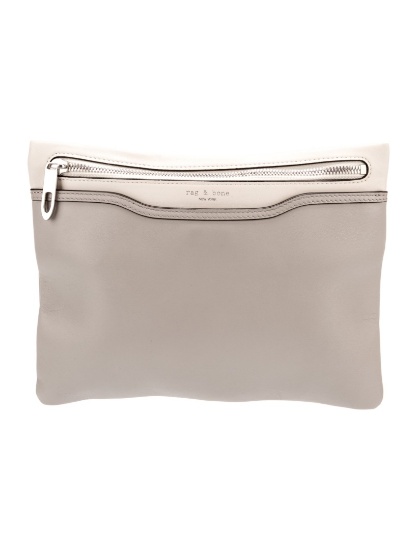 Rag & Bone Grey Leather Zip Closure Portfolio