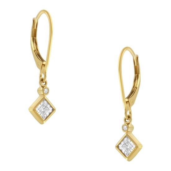 14k Gold-pl .30ct Diamond Lever Back Earrings