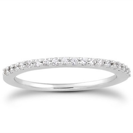 14k Wgold Round .19ct Diamond Slim Profile Band