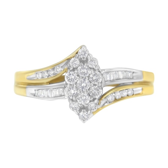 10k Two-tone Gold .50ct Diamond Marquise Ring