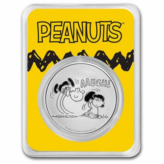Peanuts Lucy Pulls The Football 1 Oz Silver W/ Tep