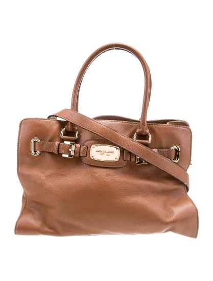 Michael Kors Brown Lthr Chain-link Snap Shldr Bag