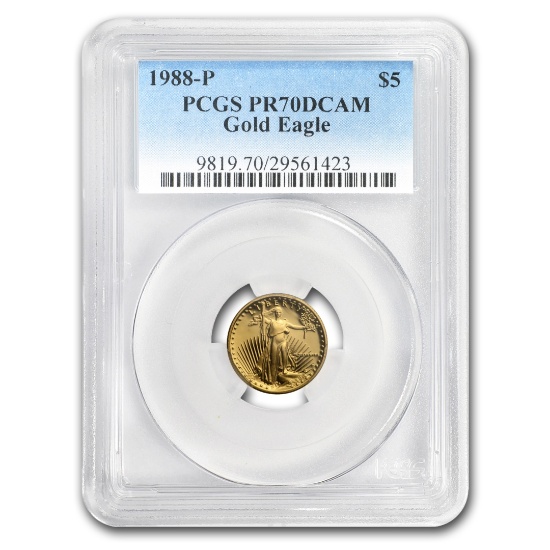 1988-p 1/10oz Proof American Gold Eagle Pr70 Pcgs