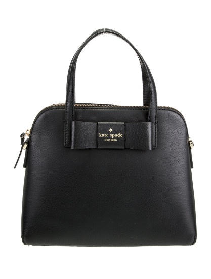 Kate Spade Gold-tone Hdw Black Leather Top Hdl Bag