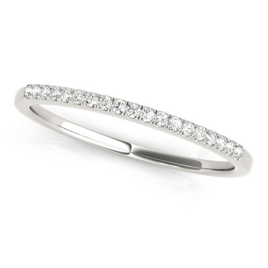 14k White Gold Round Thin .24ct Diamond Band