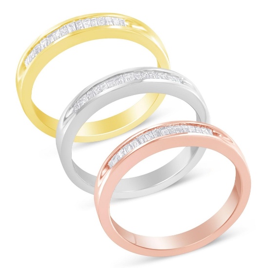 10k Gold-pl .63ct Diamond Stackable Ring Set