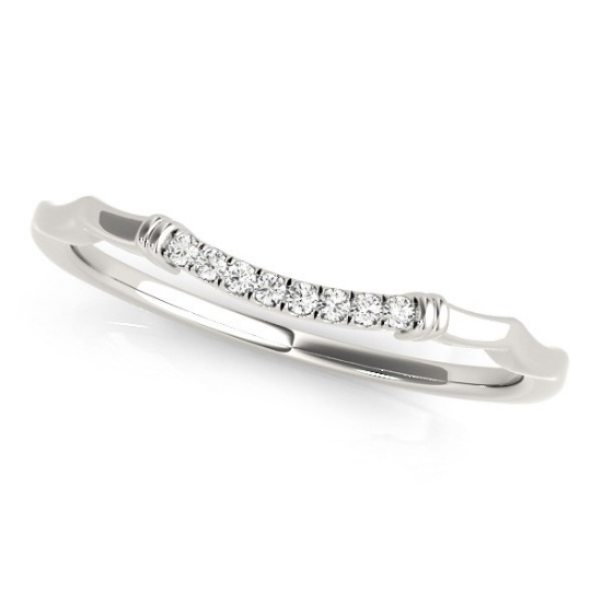 14k Wgold Round .04ct Diamond Waved Wedding Ring