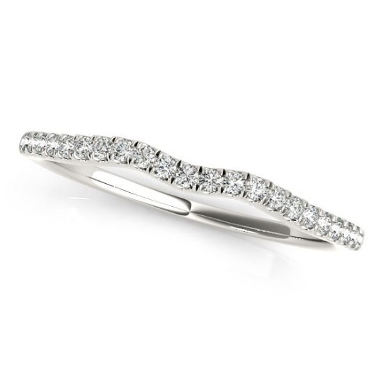 14k Wgold .12ct Diamond Wave Theme Wedding Band