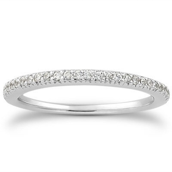 14k White Gold Round .20ct Diamond Wedding Band