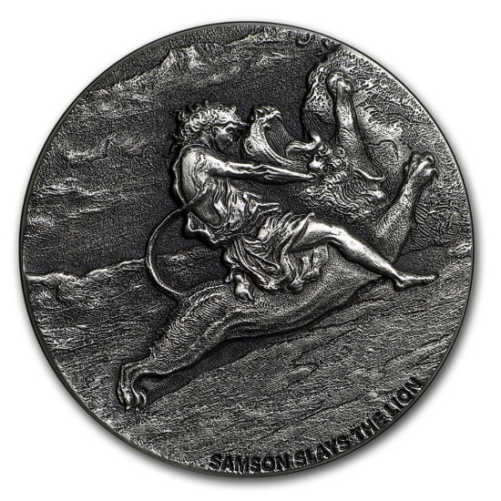 2019 2 Oz Silver Samson Slays The Lion W/ Coa