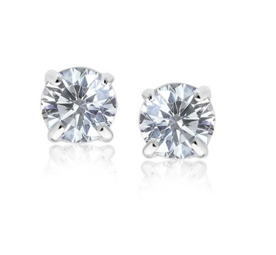 Round .20ct White Sapphire Faceted Stud Earrings