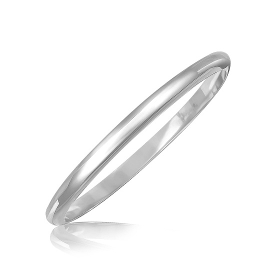 Sterling Silver High Polished Slim Dome Bangle
