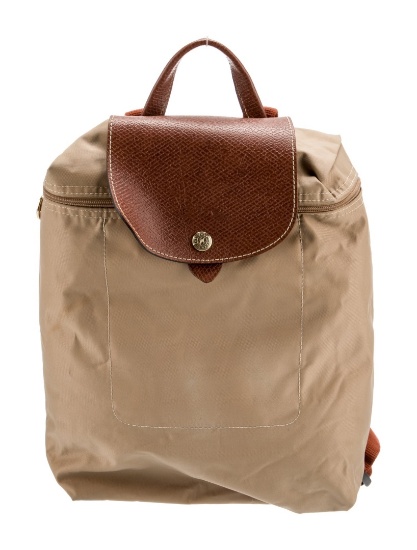 Longchamp Green Nylon Snap Closure Backpack